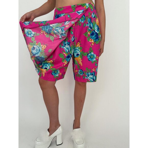 90s vintage pink floral print pure silk blazer skort 2 piece coord matching set - Picture 8 of 10